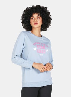 Buy Crew Neck Casual Printed Sweatshirt Blue Fog in Saudi Arabia