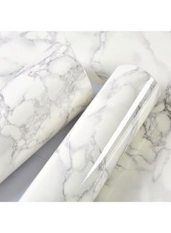 Buy Marble Pattern Moisture Proof Removable Self Adhesive Wall Sticker White in Egypt