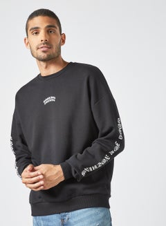 Buy Printed Oversized Sweatshirt Black in UAE