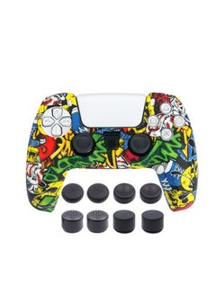Buy Soft Silicone Protective Cover for Sony PS5 Controller with 8 Piece Thumb Grip Cap in UAE