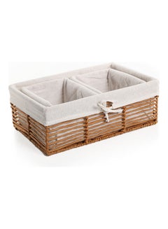 اشتري 3-Piece Modern Weave Storage Basket بني 38x24x14سم في الامارات