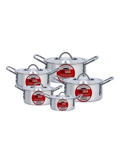 Buy 5-Piece Casserole Pot Lid And Handle Silver 33x31x26.5cm in UAE