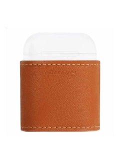 اشتري NJ019 Apple Airpods Mate Wireless Charging Leather Case brown في مصر