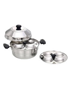 Buy Stainless Steel Idly Pot 8 Pits 2 Plates Silver 21cm in UAE