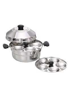 Buy Stainless Steel Idly Pot 10 Pits 2 Plates Silver 23cm in UAE