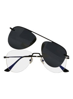 Buy Aviator Rimless Anti-Blue Light Glasses With Clip On Sunglasses in UAE