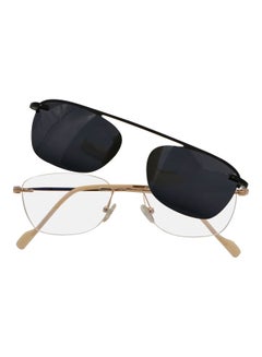 Buy Rectangular Rimless Anti-Blue Light Glasses With Clip On Sunglasses in UAE