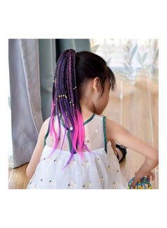 Buy 2-Piece Girls Elastic Hair Band Rubbers With Different Wig Ponytail Multicolour in UAE