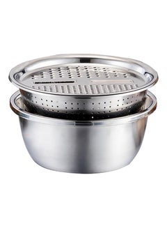 Buy Multipurpose Basin Grater Bowl Silver in Saudi Arabia