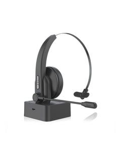 Buy Single Ear Head-Mounted Wireless Headset with Mic Black in Saudi Arabia