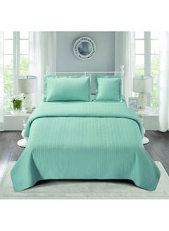Buy 4-Piece Spring Comforter Set Microfiber Green 160x210cm in UAE