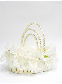 Buy 3 Piece Fabric Handmade Basket White in UAE