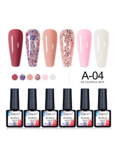 Buy 6-Piece UV and LED Nail Gel Polish Set Multicolour in UAE