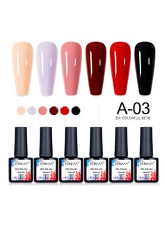 Buy 6-Piece UV and LED Nail Gel Polish Set Multicolour in UAE