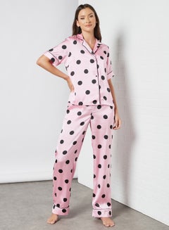 Buy Polka Print Pyjama Set Pink in UAE