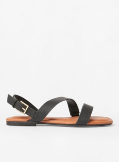 Buy Iggy Buckle Flat Sandals Black in Saudi Arabia