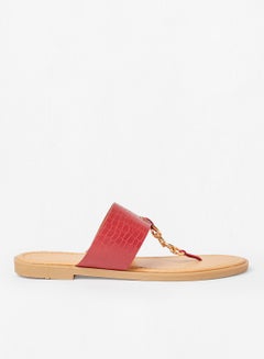 Buy Animal Skin Pattern Buckle Sandal Red in Saudi Arabia