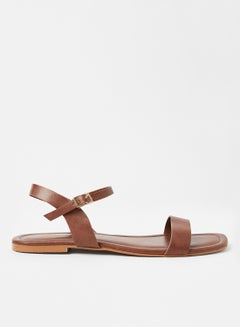 Buy Buckle Flat Sandals Brown in Saudi Arabia