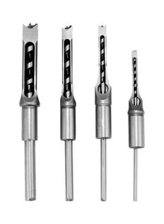 Buy 4 Piece Woodworking Hole Saw Mortising Chisel Drill Bits Set Silver 22X3X11cm in UAE