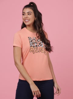 اشتري Casual Comfortable Printed T-Shirt Coral Haze في السعودية