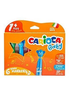 اشتري Carioca Baby Teddy Marker 6 colors Felt Tip Pens Washable Childrens Kids 1+ Multicolour في مصر
