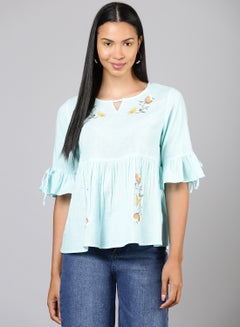 Buy Casual Stylish Top Aqua in UAE