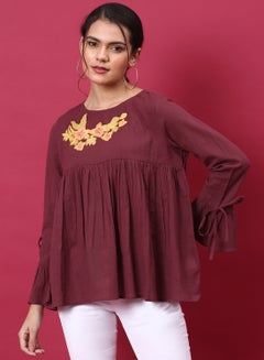 Buy Casual Stylish Top Burgundy in UAE