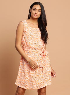 Buy Stylish Mini Dress Orange/White in UAE