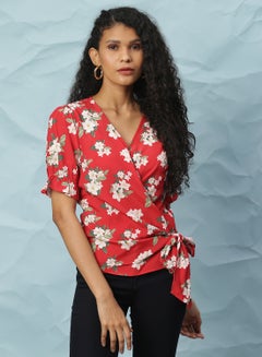 Buy Casual Stylish Top Red/White in UAE