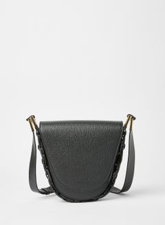 Buy Grained Leather Crossbody Bag Black in UAE