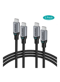 Buy 2-Piece USB C To USB C Braided Cable Black in UAE