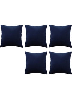 Buy 5-Piece Velvet Decorative Cushion Set Blue 25x25cm in Saudi Arabia