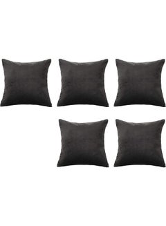 Buy 5-Piece Decorative Filled Cushion Set Grey 30x30cm in Saudi Arabia