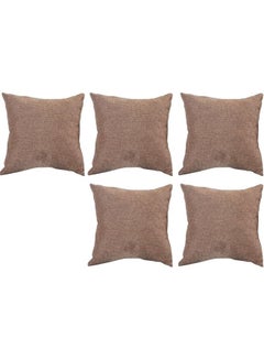 Buy 5-Piece Decorative Filled Cushion Set Brown in Saudi Arabia