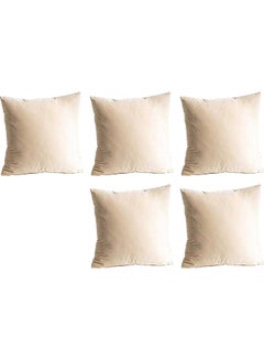 Buy 5-Piece Decorative Filled Cushion Set Beige 40x40cm in Saudi Arabia