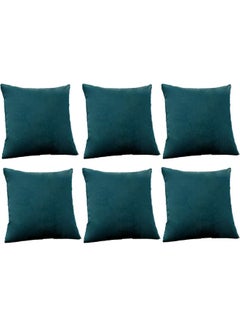 Buy 6-Piece Decorative Filled Cushion Set Blue 30x30cm in Saudi Arabia