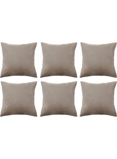 Buy 6-Piece Decorative Filled Cushion Set Grey 30x30cm in Saudi Arabia