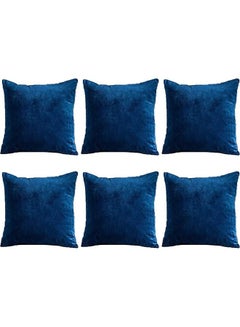 Buy 6-Piece Decorative Filled Cushion Set Blue 30x30cm in Saudi Arabia