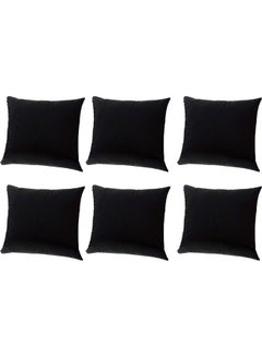 Buy 6-Piece Decorative Filled Cushion Set Black in Saudi Arabia