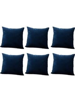 Buy 6-Piece Decorative Filled Cushion Set Blue 40x40cm in Saudi Arabia