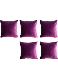 Buy 5-Piece Decorative Filled Cushion Set Purple 30x30cm in Saudi Arabia