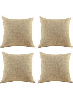 Buy 4-Piece Decorative Cushion Set Beige 65x65cm in Saudi Arabia