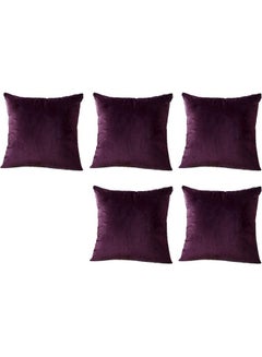 Buy 5-Piece Velvet Decorative Cushion Set Purple 25x25cm in Saudi Arabia