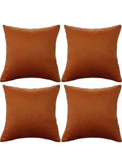 Buy 4-Piece Velvet Decorative Cushion Set Orange 65x65cm in Saudi Arabia