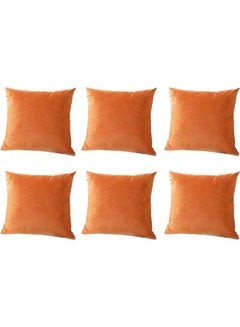 Buy 6-Piece Decorative Filled Cushion Set Orange 30x30cm in Saudi Arabia