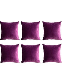 Buy 6-Piece Decorative Filled Cushion Set Purple 40x40cm in Saudi Arabia