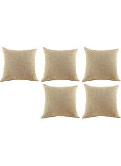 Buy 5-Piece Decorative Cushion Set Beige 65x65cm in Saudi Arabia