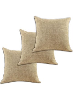 Buy 3-Piece Decorative Cushion Set Beige 40x40cm in Saudi Arabia