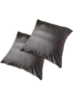 Buy 2-Piece Decorative Filled Cushion Set Grey 40x40cm in Saudi Arabia