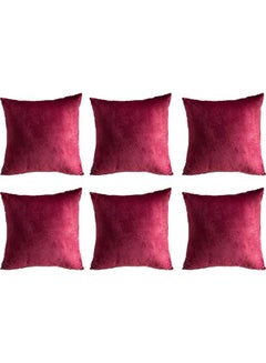 Buy 6-Piece Decorative Filled Cushion Set Red 30x30cm in Saudi Arabia